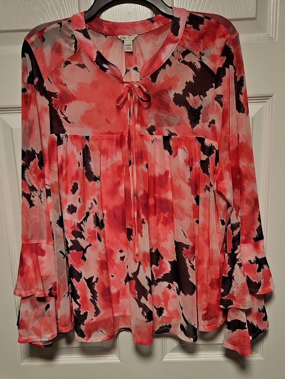 Cato Tie-Neck Ruffled Sleeve Blouse